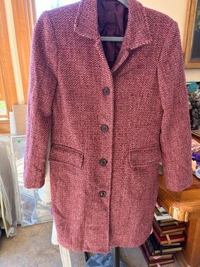 EUC Heathered Pink British Tweed Women's Wool Coat